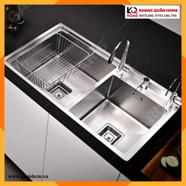 Chậu rửa 2 hố lệch 820mm GS22.82