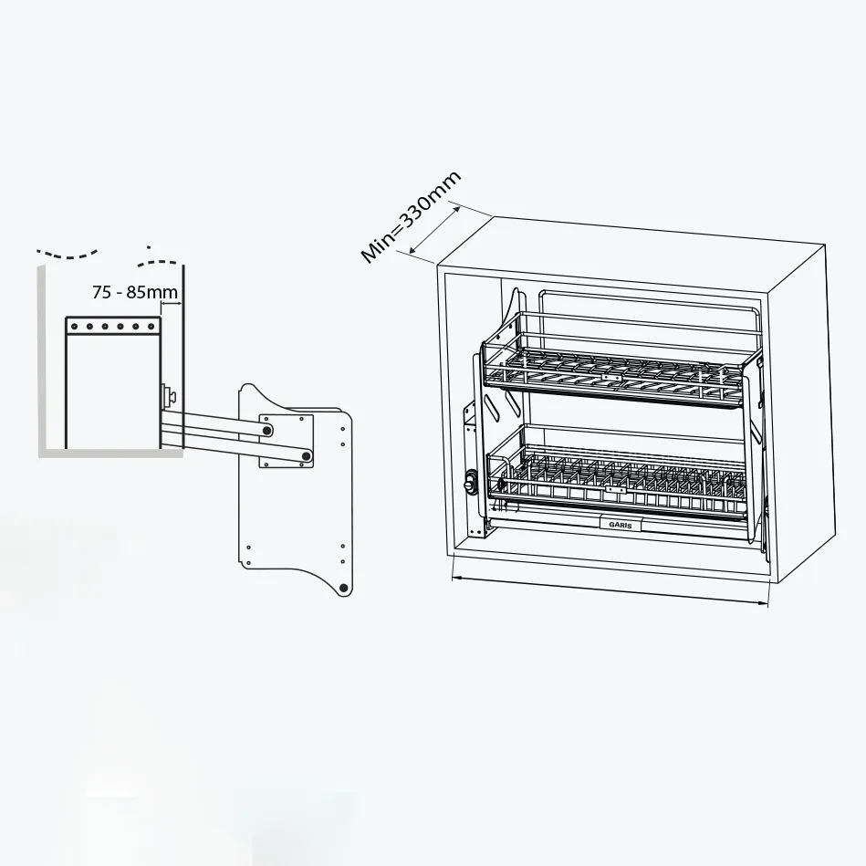 Giá bát đĩa nâng hạ màu trắng 900mm GL06.90E GLE69