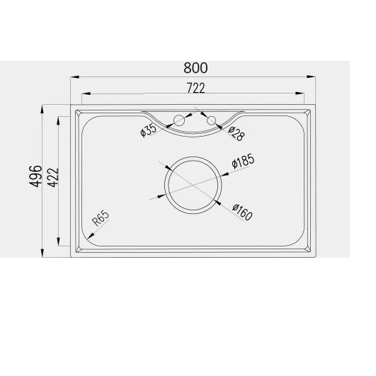 Chậu rửa 1 hố 800mm GS15.80 GST1580
