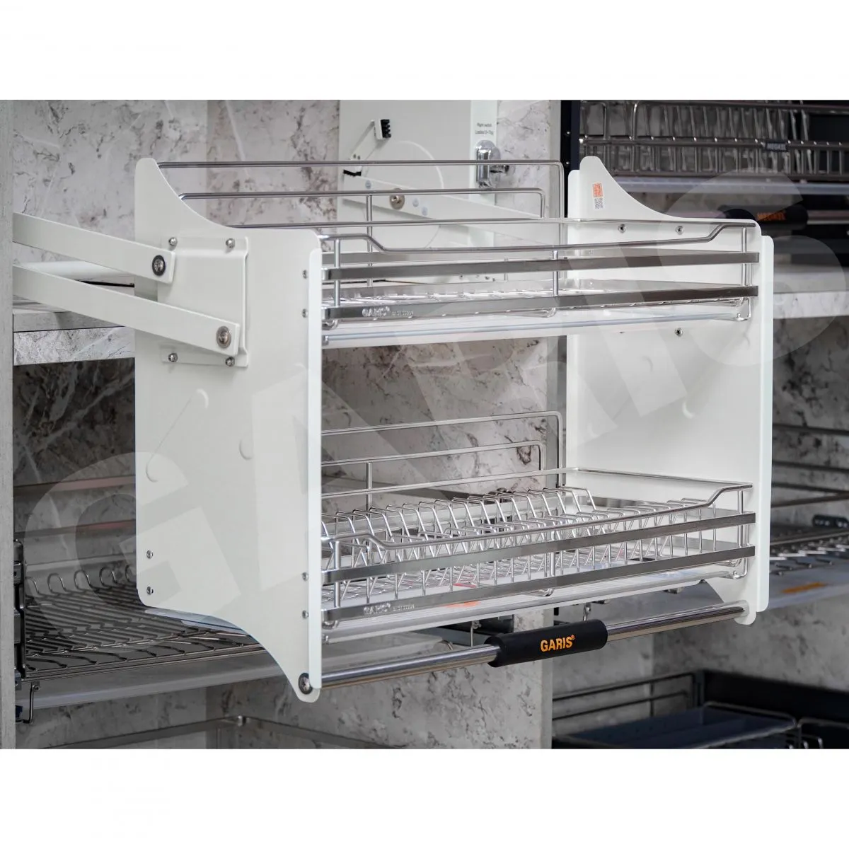 Giá bát đĩa nâng hạ màu trắng 900mm GL06.90E GLE69