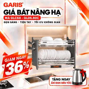 Giá bát đĩa nâng hạ Garis màu xám 800mm GL06.80C GLC68