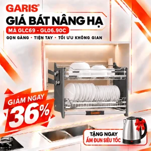 Giá bát đĩa nâng hạ màu xám 900mm GL06.90C GLC69