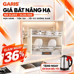 Giá bát đĩa nâng hạ màu trắng 900mm GL06.90E GLE69