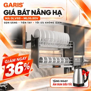 Giá bát đĩa nâng hạ Garis inox 304 800mm ML06.80V GLV68