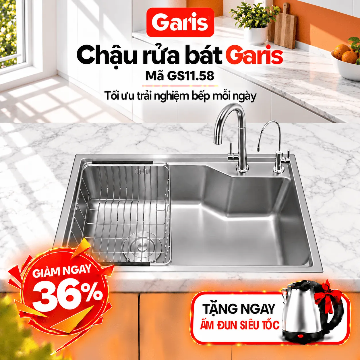 Chậu rửa 1 hố 580mm GS11.58 GST1158