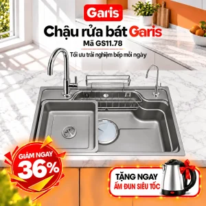 Chậu rửa 1 hố 780mm màu titan GS11.78 GST1178