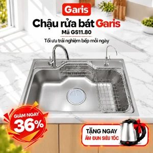 Chậu rửa 1 hố 800mm màu inox xước mờ GS11.80 GST1180