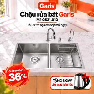 Chậu rửa 2 hố cân âm bàn đá 810mm GS21.81D GSU2180