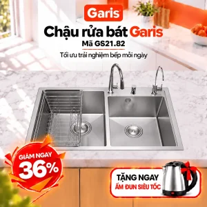 Chậu rửa 2 hố lệch 820mm GS21.82 GST2182
