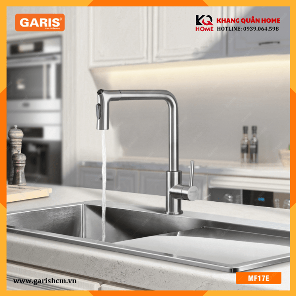 Vòi rửa nóng lạnh inox 304 có dây rút MF17E