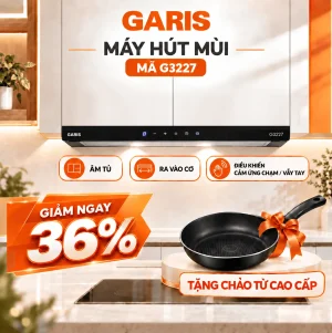 Máy hút mùi âm tủ Garis G3227 cảm ứng chạm/ vẩy tay AC 70 cm