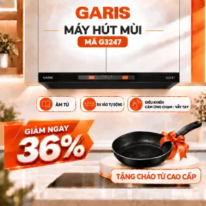Máy hút mùi âm tủ Garis G3247 cảm ứng chạm/ vẩy tay, BLDC 70 cm G3247