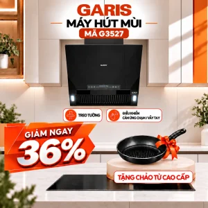 Máy hút mùi kính vát Garis G3527 cảm ứng chạm/ vẩy tay, DC 70 cm