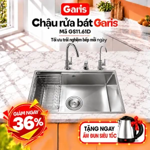 Chậu rửa chén 1 hộc Garis GS11.61D GSU1161