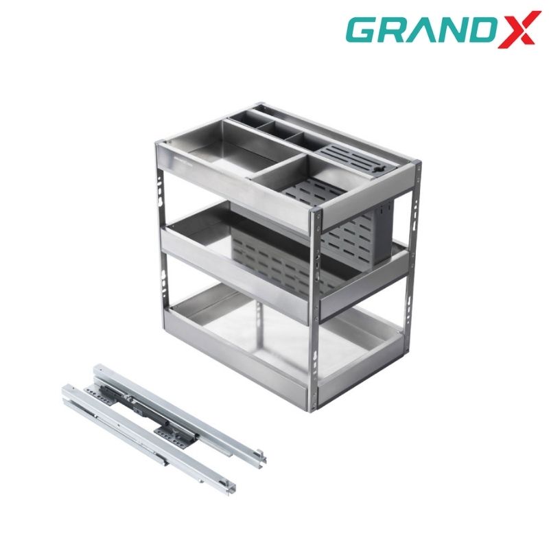 Giá dao thớt gia vị 400mm Inox 304 hộp GrandX XK.B35S