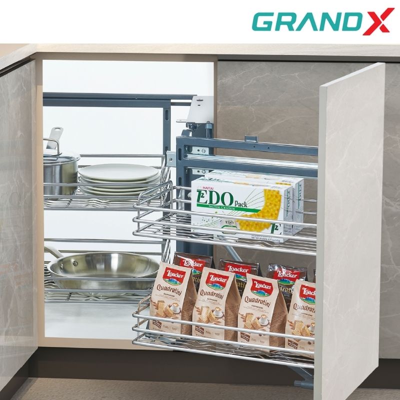 Kệ góc liên hoàn Inox 304 nan Oval GrandX XMC.45M (L/R)