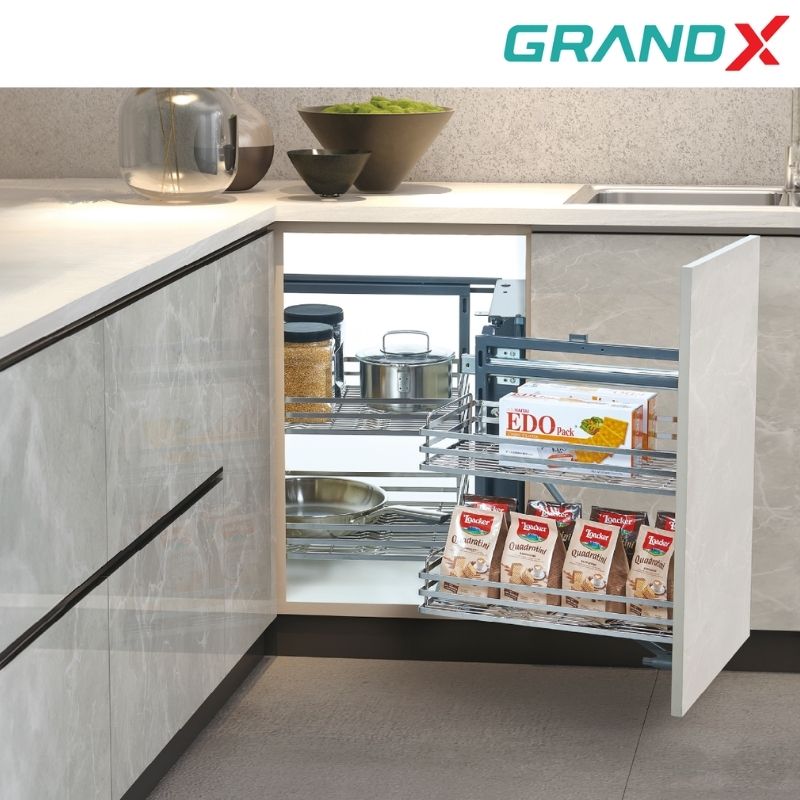 Kệ góc liên hoàn Inox 304 nan dẹt GrandX XMC.45S (L/R)