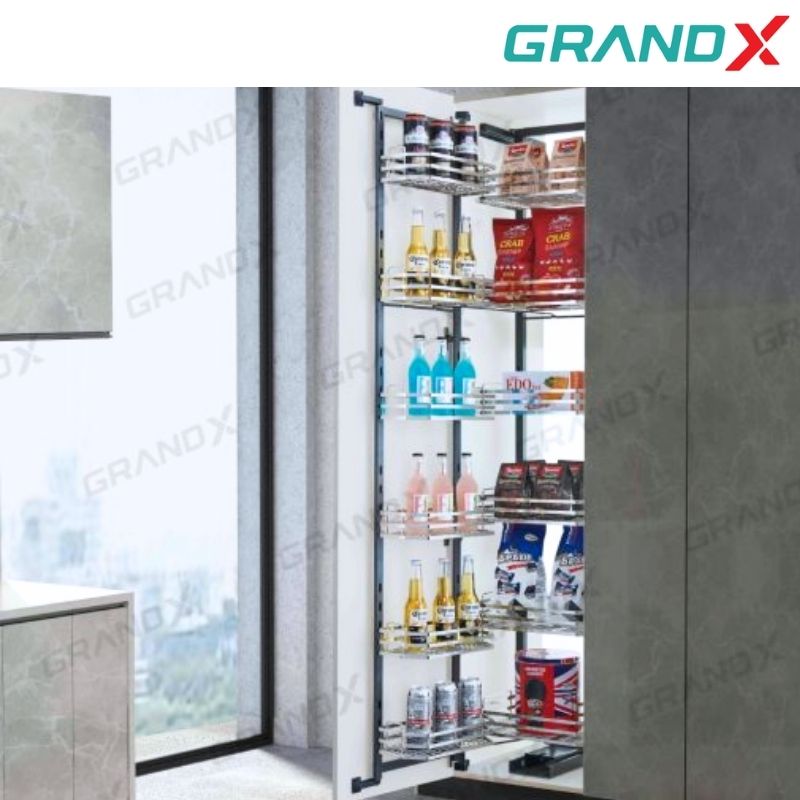 Tủ đồ khô 6 tầng 450mm Inox 304 nan dẹt GrandX XPR.450S cánh mở