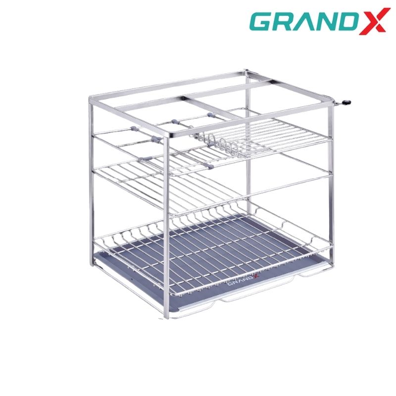 Giá gia vị 300mm rổ, ray, khung Inox 304 nan dẹt GrandX XS.30S2